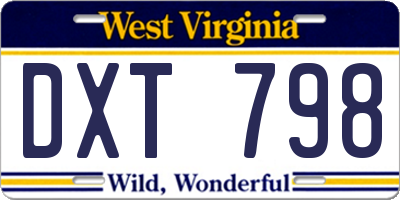 WV license plate DXT798