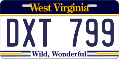 WV license plate DXT799