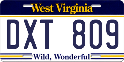 WV license plate DXT809