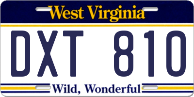 WV license plate DXT810
