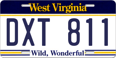 WV license plate DXT811
