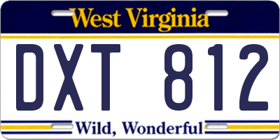 WV license plate DXT812