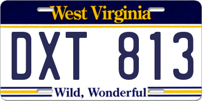 WV license plate DXT813