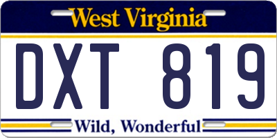 WV license plate DXT819