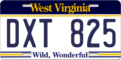 WV license plate DXT825