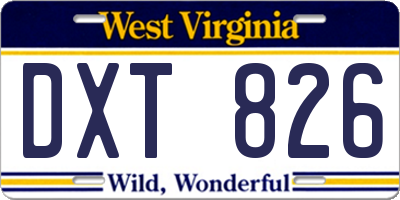 WV license plate DXT826