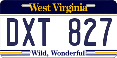 WV license plate DXT827