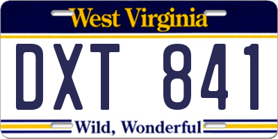 WV license plate DXT841