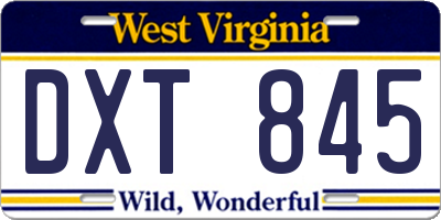 WV license plate DXT845