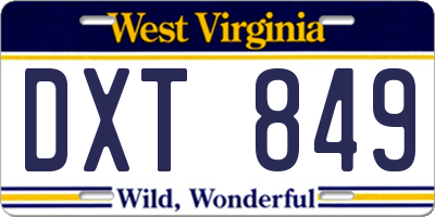 WV license plate DXT849