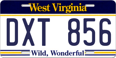 WV license plate DXT856