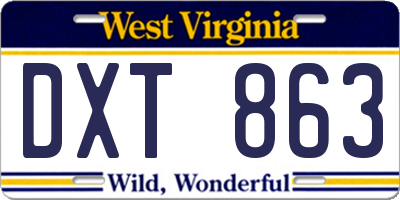 WV license plate DXT863