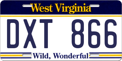 WV license plate DXT866