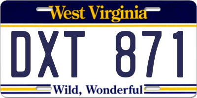 WV license plate DXT871
