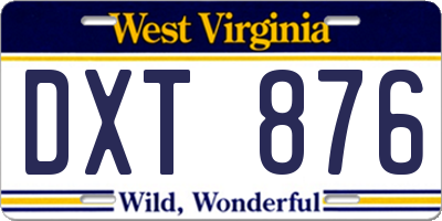 WV license plate DXT876