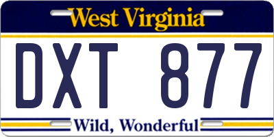 WV license plate DXT877