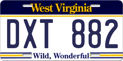 WV license plate DXT882