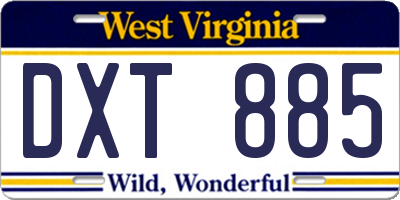 WV license plate DXT885