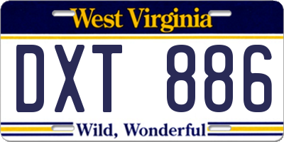 WV license plate DXT886