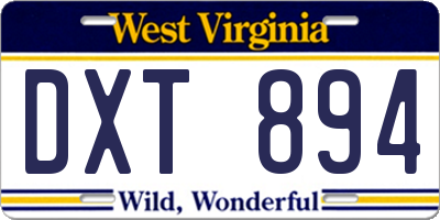 WV license plate DXT894