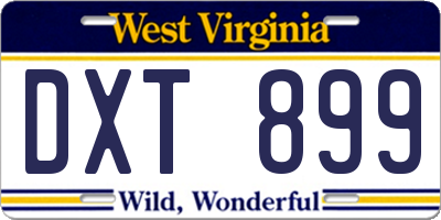 WV license plate DXT899