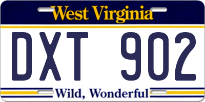WV license plate DXT902
