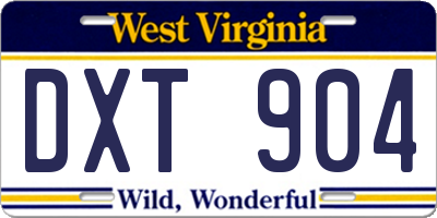 WV license plate DXT904