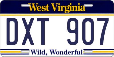 WV license plate DXT907