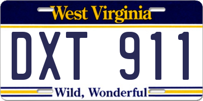 WV license plate DXT911
