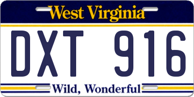 WV license plate DXT916