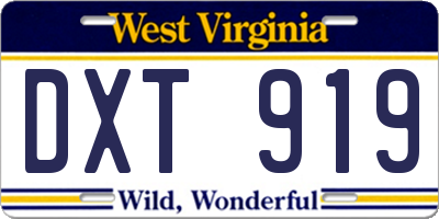 WV license plate DXT919