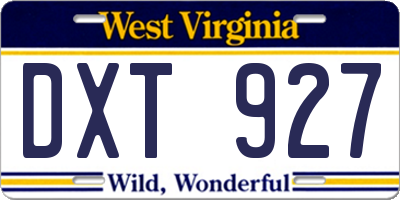 WV license plate DXT927