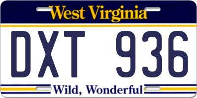 WV license plate DXT936