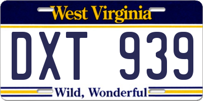 WV license plate DXT939