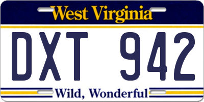 WV license plate DXT942
