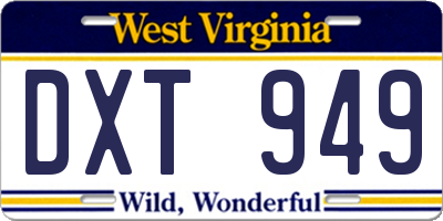 WV license plate DXT949