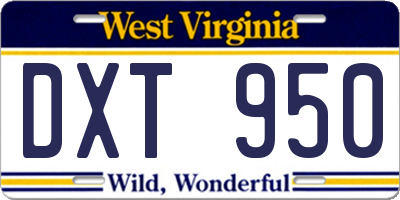 WV license plate DXT950