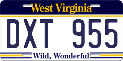 WV license plate DXT955
