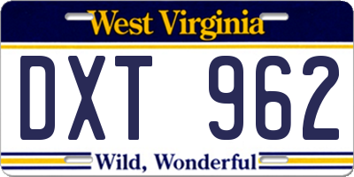 WV license plate DXT962