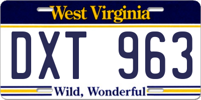 WV license plate DXT963