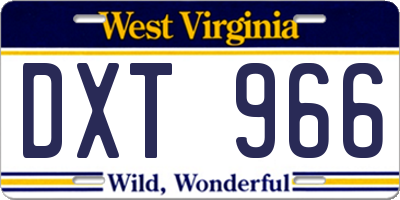 WV license plate DXT966