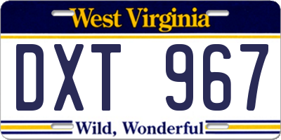 WV license plate DXT967
