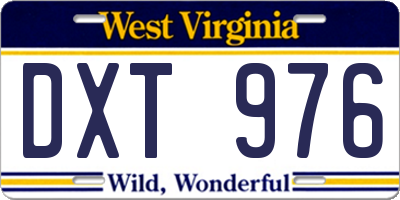 WV license plate DXT976