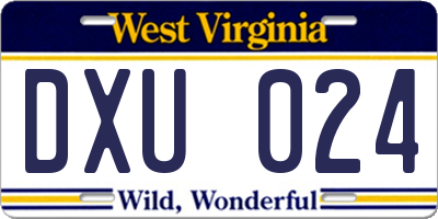 WV license plate DXU024