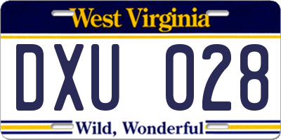 WV license plate DXU028