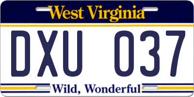 WV license plate DXU037