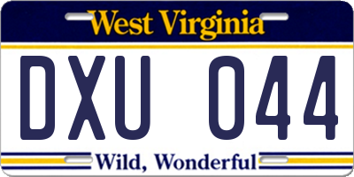 WV license plate DXU044