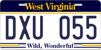 WV license plate DXU055