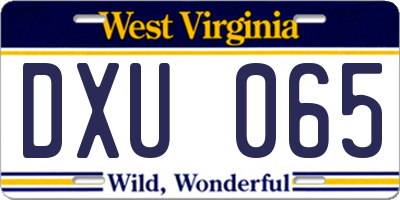 WV license plate DXU065