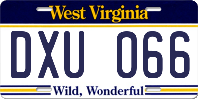 WV license plate DXU066